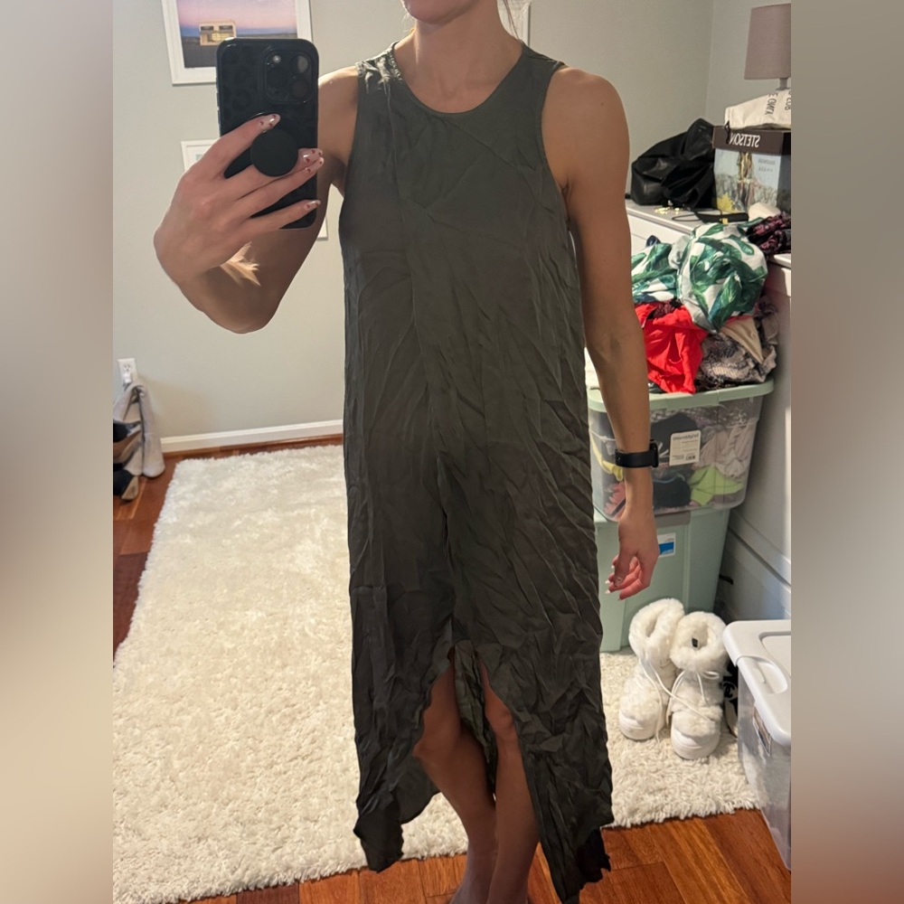 Stark X Silky Tulip Dress in Olive